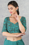 Blue Hand Embroidered Pure Georgette Blouse