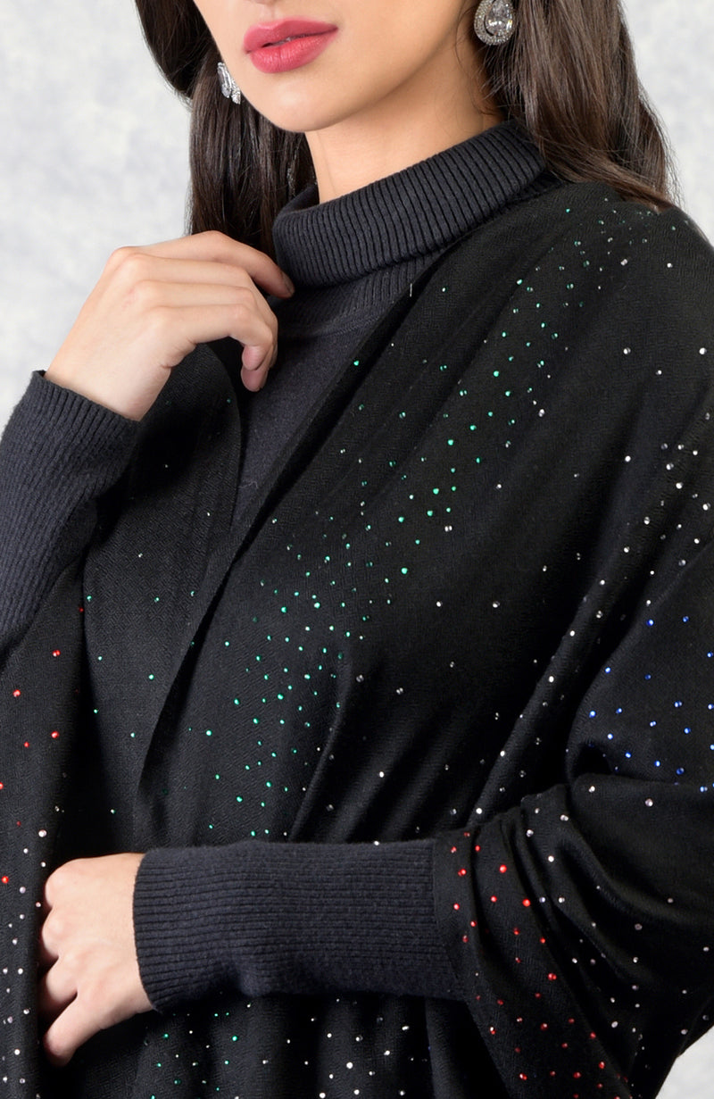 Ira Black Starry Night Swarovski Pure Cashmere Stole