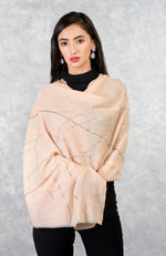 Ira Nude Curved Lines Swarovski Pure Cashmere Stole