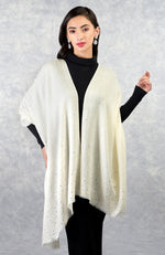 Ira Ivory Twinkle Swarovski Pure Cashmere Stole