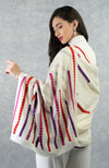 Frida Ivory Musical Notes Embroidered Pure Cashmere Stole