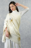 Frida Ivory Starburst Embroidered Pure Cashmere Stole