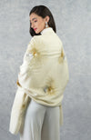 Frida Ivory Starburst Embroidered Pure Cashmere Stole