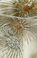 Frida Ivory Starburst Embroidered Pure Cashmere Stole