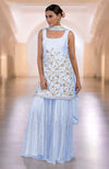 White-Gold Hand Embroidered Sharara Set
