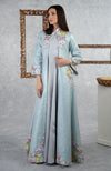Aqua- Grey Sequin Hand Embroidered Jacket Set