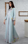 Aqua- Grey Sequin Hand Embroidered Jacket Set