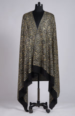 Black Masterpeice Gold and Silver Tilla Jamawar Hand Embroidered Pure Pashmina Long Shawl
