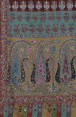 Masterpiece  Multi-Colour Kalamkari and Sozni Hand Embroidered Pure Pashmina Long Shawl