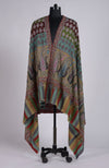 Masterpiece  Multi-Colour Kalamkari and Sozni Hand Embroidered Pure Pashmina Long Shawl