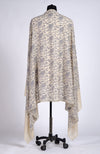 Off White Sozni Hand Embroidered Pure Pashmina Long Shawl