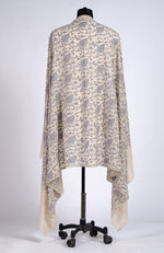 Off White Sozni Hand Embroidered Pure Pashmina Long Shawl