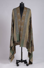 Camel Beige Sozni Hand Embroidered Pure Pashmina Long Shawl