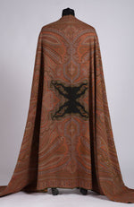 Beige Antique Jamawar Paisley Handcrafted Pure Pashmina Long Shawl