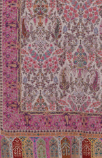 Light Cream Kalamkari and Sozni Hand Embroidered Pure Pashmina Shawl