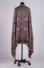 Multi-colour Kalamkari and Sozni Hand Embroidered Pure Pashmina Shawl