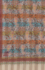 Toosh Colour Kalamkari and Sozni Hand Embroidered Pure Pashmina Shawl