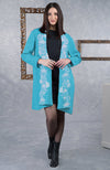 Royal Blue Floral Embroidered Pure Wool Crepe Jacket
