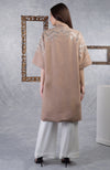 Camel Beige Hand Embroidered Pure Wool Crepe Jacket