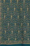 Teal Blue Sozni Hand Embroidered Pure Pashmina Shawl