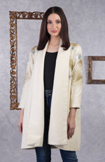 Frida Ivory Starburst Embroidered Pure Wool Crepe Jacket