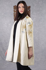 Frida Ivory Starburst Embroidered Pure Wool Crepe Jacket