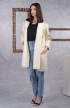 Frida Ivory Starburst Embroidered Pure Wool Crepe Jacket