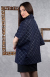 Ira Navy Checkered Swarovski Pure Wool Crepe Jacket