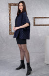 Ira Navy Checkered Swarovski Pure Wool Crepe Jacket