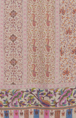 Pashmina White Kani Pallav And Sozni Hand Embroidered Pure Pashmina Shawl