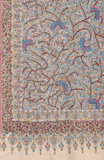 Pashmina White Sozni Hand Embroidered Pure Pashmina Shawl