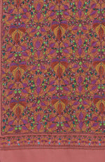 Masterpiece Dark Peach Jamawar Hand Embroidered Pure Pashmina Shawl