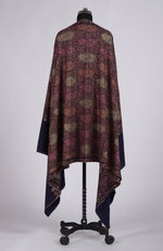 Dark Blue Masterpiece Sozni Jamawar Hand Embroidered Pure Pashmina Shawl