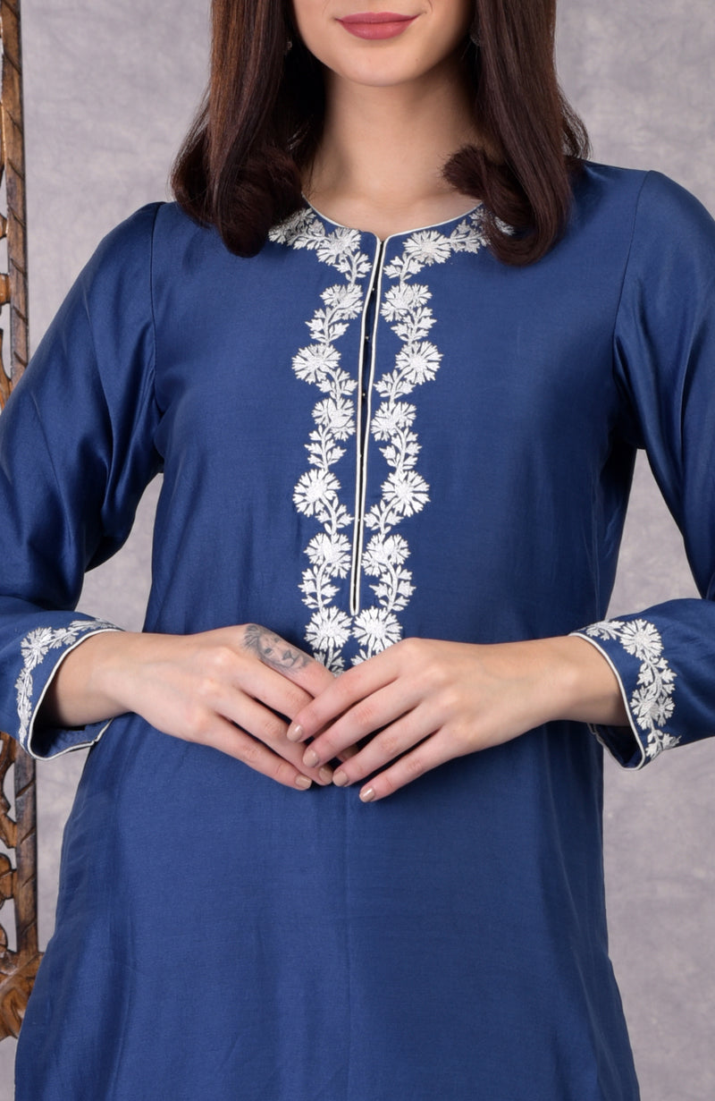 Classic Blue Kashmir Bagh Inspired Sharara Suit