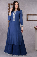 Classic Blue Kashmir Bagh Inspired Sharara Suit