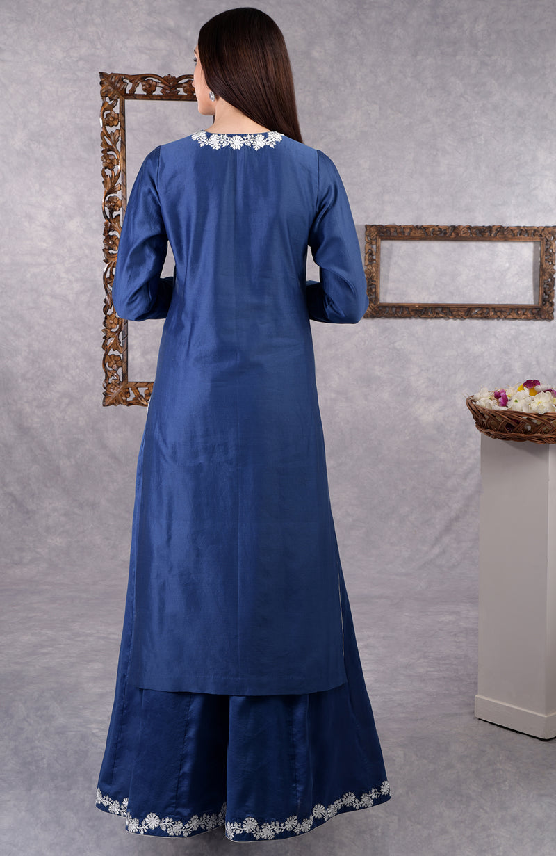 Classic Blue Kashmir Bagh Inspired Sharara Suit