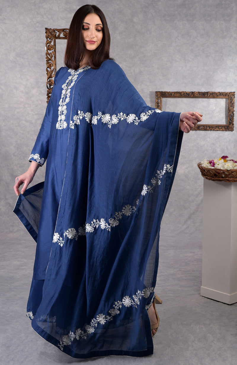 Classic Blue Kashmir Bagh Inspired Sharara Suit