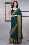 Dark Plum-Gold Kashmiri Tilla Aari Embroidered Crepe Saree