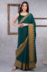 Dark Plum-Gold Kashmiri Tilla Aari Embroidered Crepe Saree