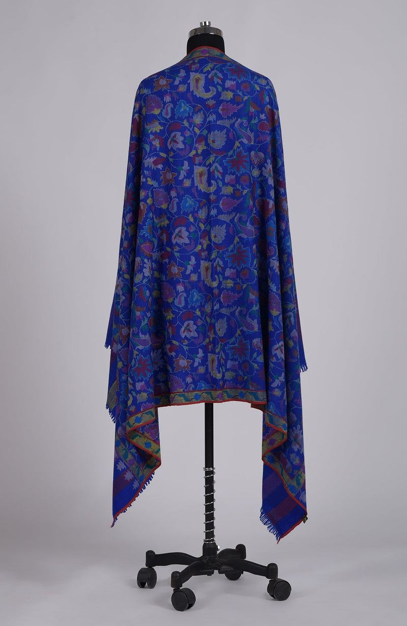 Royal Blue Kani Weave Handcrafted Jamawar Pure Pashmina Shawl