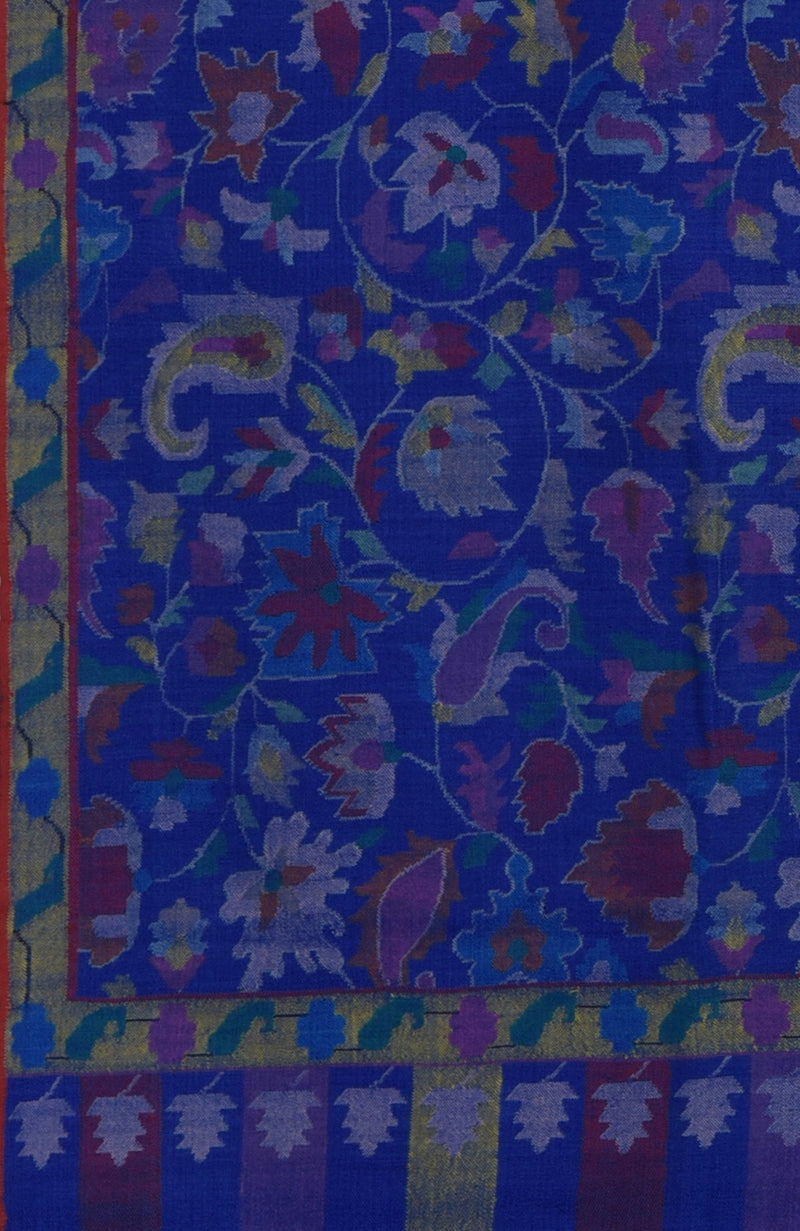 Royal Blue Kani Weave Handcrafted Jamawar Pure Pashmina Shawl