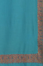 Turquoise Sozni Hand Embroidered Pure Pashmina Shawl