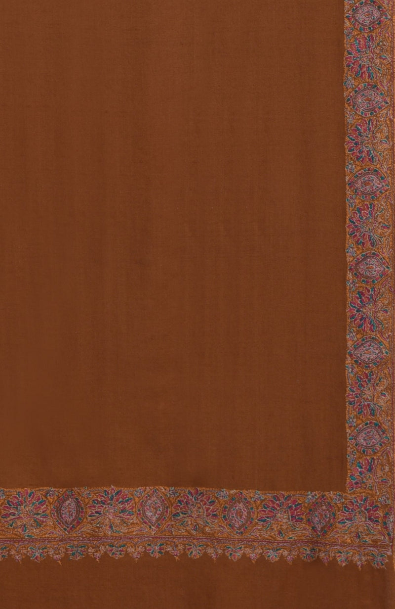 Rust Sozni Hand Embroidered Pure Pashmina Shawl