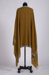 Dark Gold Sozni Hand Embroidered Pure Pashmina Shawl