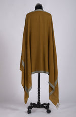 Dark Gold Sozni Hand Embroidered Pure Pashmina Shawl