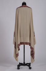 Light Beige Sozni Hand Embroidered Pure Pashmina Shawl