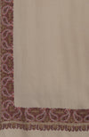 Light Beige Sozni Hand Embroidered Pure Pashmina Shawl