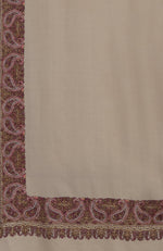 Light Beige Sozni Hand Embroidered Pure Pashmina Shawl