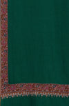 Emerald Green Sozni Hand Embroidered Pure Pashmina Shawl
