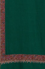 Emerald Green Sozni Hand Embroidered Pure Pashmina Shawl